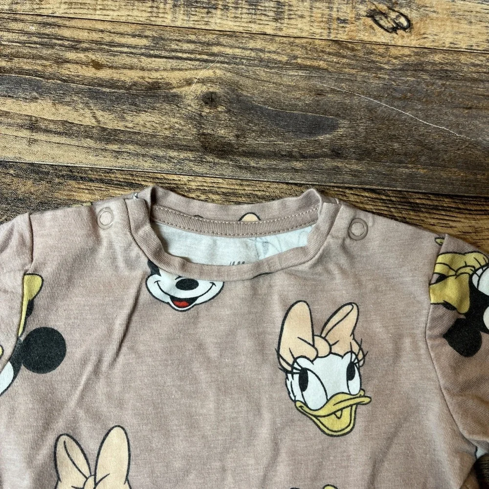 H&M Disney Minnie Mouse Daisy Outfit Baby‎ Girl 9m Brown Organic Cotton